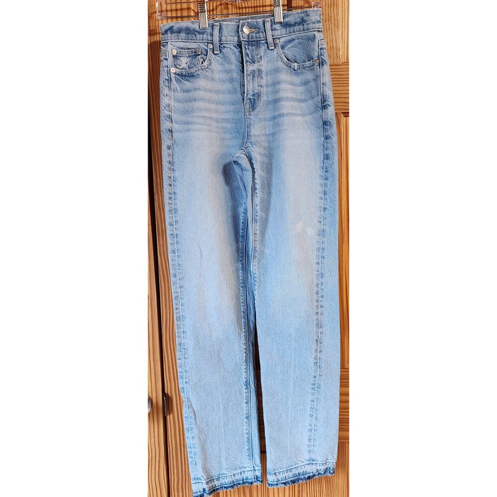 American Eagle‎ Super High Rise Straight Jeans Light Wash Stretch Size 0